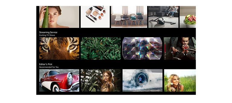 TV zaslon koji prikazuje razne sadržaje koje je nabrojala i preporučila aplikacija LG ThinQ AI