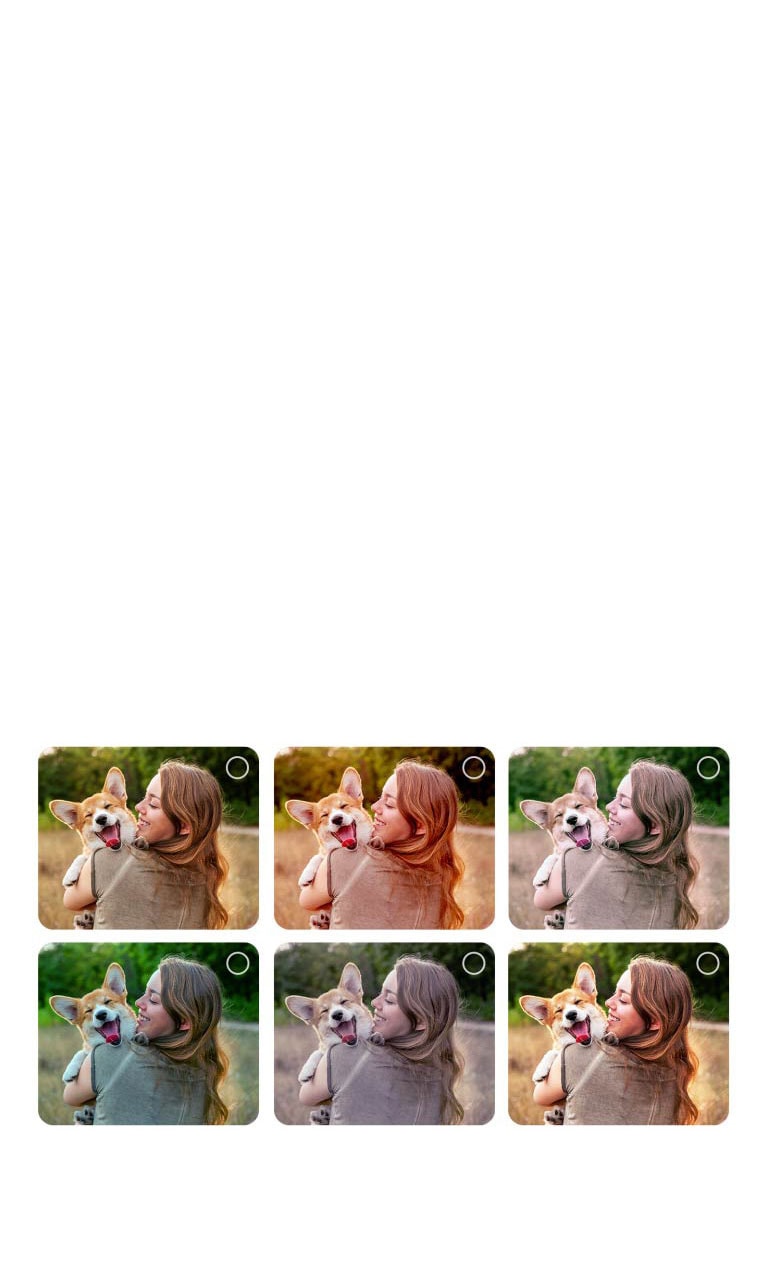 Zaslon korisnika koji prolazi kroz personalizirani postupak pomoćnika za slike AI Picture Wizard. Prikazuje se niz slika pri čemu je istaknut odabir korisnika. Prikazuje se ikona učitavanja te slika krajobraza koja se poboljšava s lijeva na desno. 