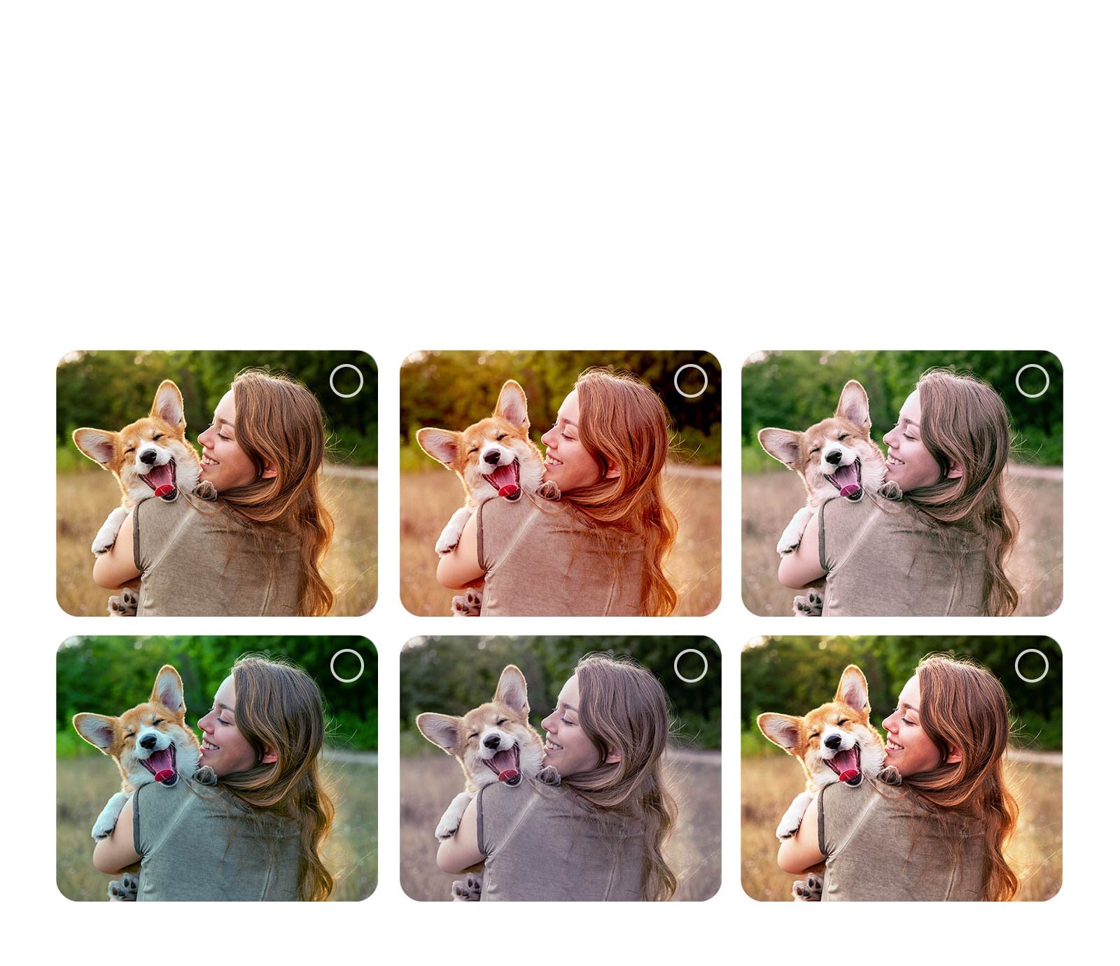 Zaslon korisnika koji prolazi kroz personalizirani postupak pomoćnika za slike AI Picture Wizard. Prikazuje se niz slika pri čemu je istaknut odabir korisnika. Prikazuje se ikona učitavanja te slika krajobraza koja se poboljšava s lijeva na desno. 