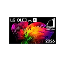 Prednji prikaz LG OLED evo AI W6 Wallpaper TV-a iz 2026. godine ističe čisti Wallpaper dizajn, dok dinamična apstraktna kompozicija valovitih gradijenata boja u živim višebojnim nijansama teče besprij2