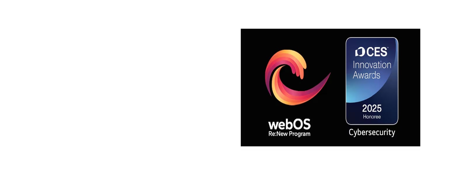 Logotip i naziv operativnog sustava webOS Re:New Program i pored njega oznaka CES Innovation Awards 2025 Honoree. 