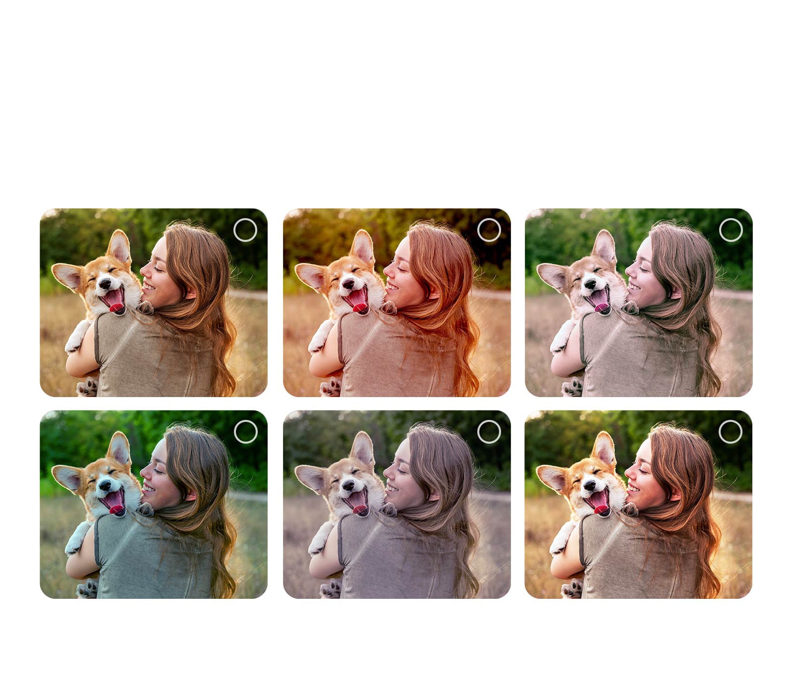 Zaslon korisnika koji prolazi kroz personalizirani postupak pomoćnika za slike AI Picture Wizard. Prikazuje se niz slika pri čemu je istaknut odabir korisnika. Prikazuje se ikona učitavanja te slika krajobraza koja se poboljšava s lijeva na desno.