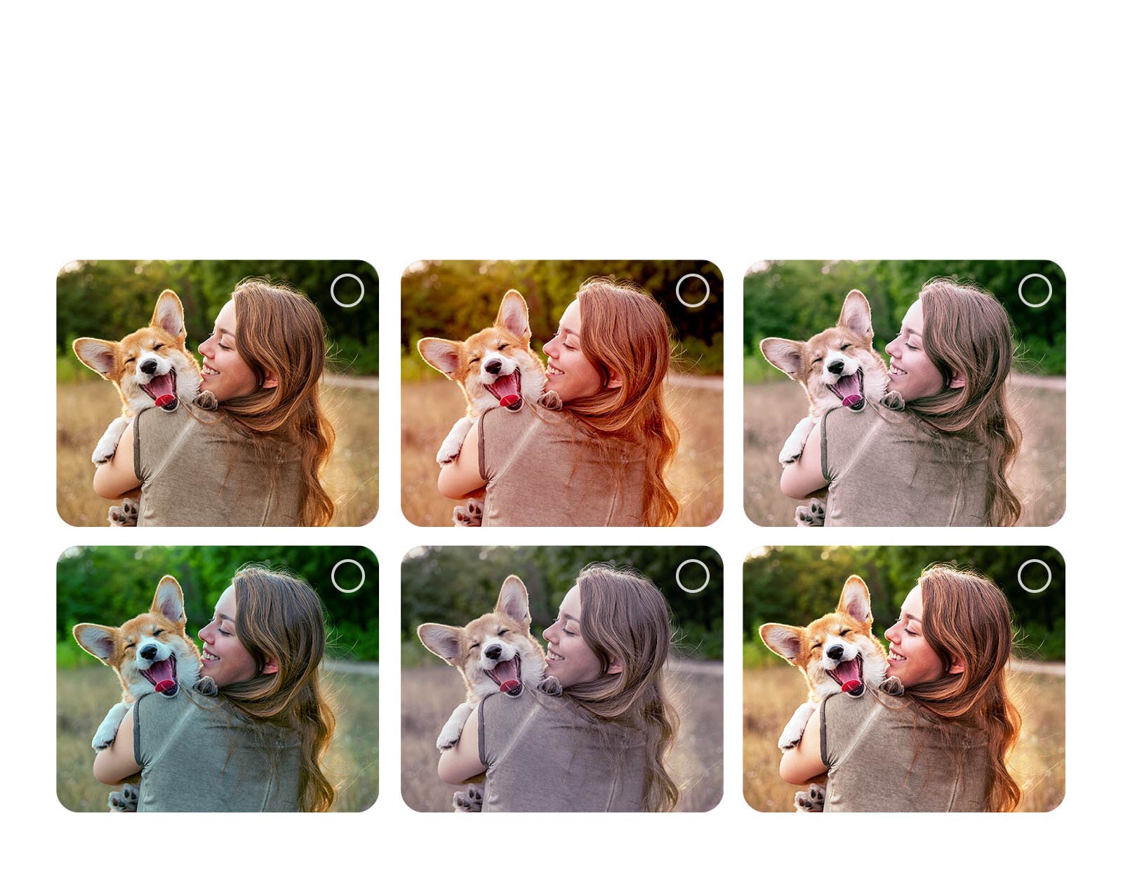 Zaslon korisnika koji prolazi kroz personalizirani postupak pomoćnika za slike AI Picture Wizard. Prikazuje se niz slika pri čemu je istaknut odabir korisnika. Prikazuje se ikona učitavanja te slika krajobraza koja se poboljšava s lijeva na desno.