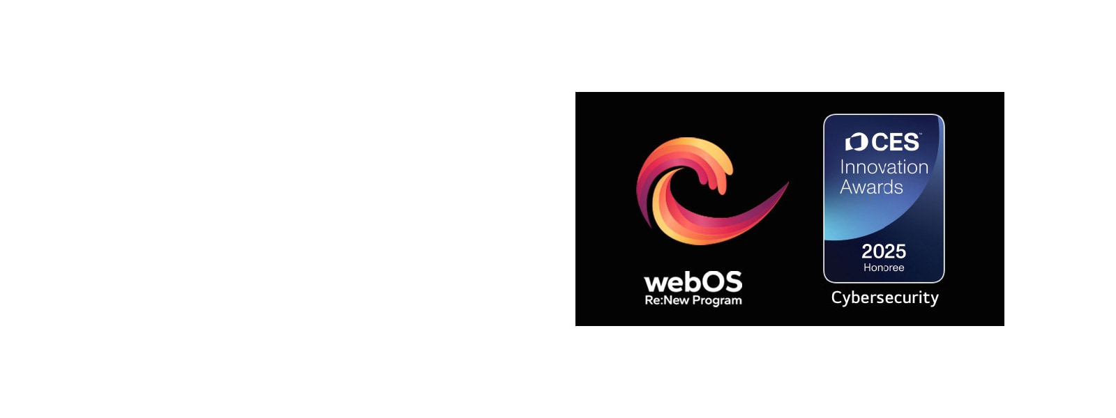 Logotip i naziv operativnog sustava webOS Re:New Program i pored njega oznaka CES Innovation Awards 2025 Honoree. 