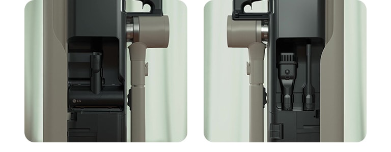 Spremište za dodatnu opremu vidljivo je na lijevoj i desnoj strani postolja.