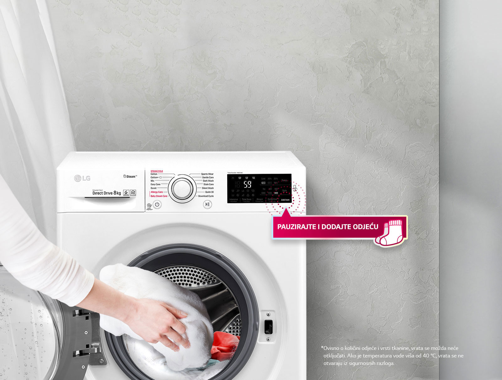 Dodajte zaboravljene stvari usred pranja<br>1