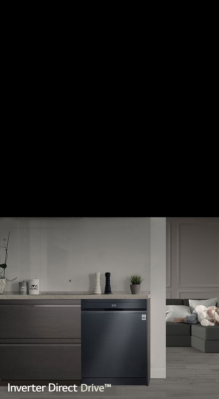 LG inverterski Direct Drive motor s izravnim pogonom osmišljen je s posebnim fokusom na tihi rad. Uz mali broj pokretnih dijelova, osiguran vam je pouzdan rad i učinkovitost jedne od najtiših perilica posuđa u svojoj klasi.