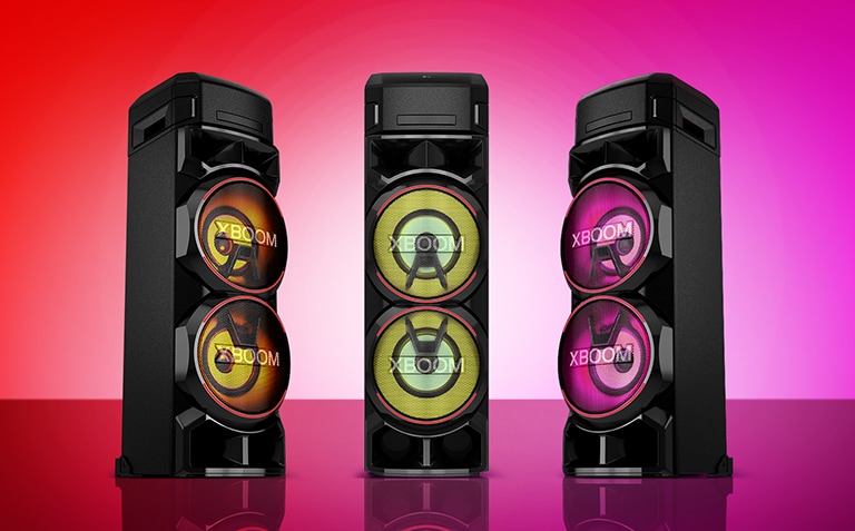 Videoprikaz različitih osvjetljenja na trima zvučnicima sustava LG XBOOM.