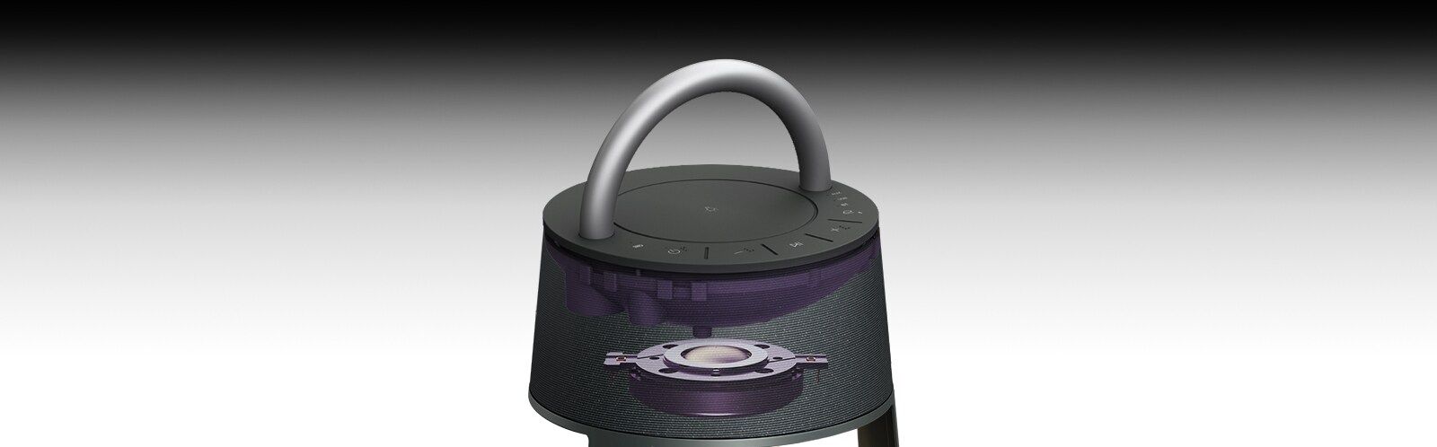Na slici se prikazuje visokofrekvencijski zvučnik od titanija koji se nalazi na uređaju XBOOM 360.