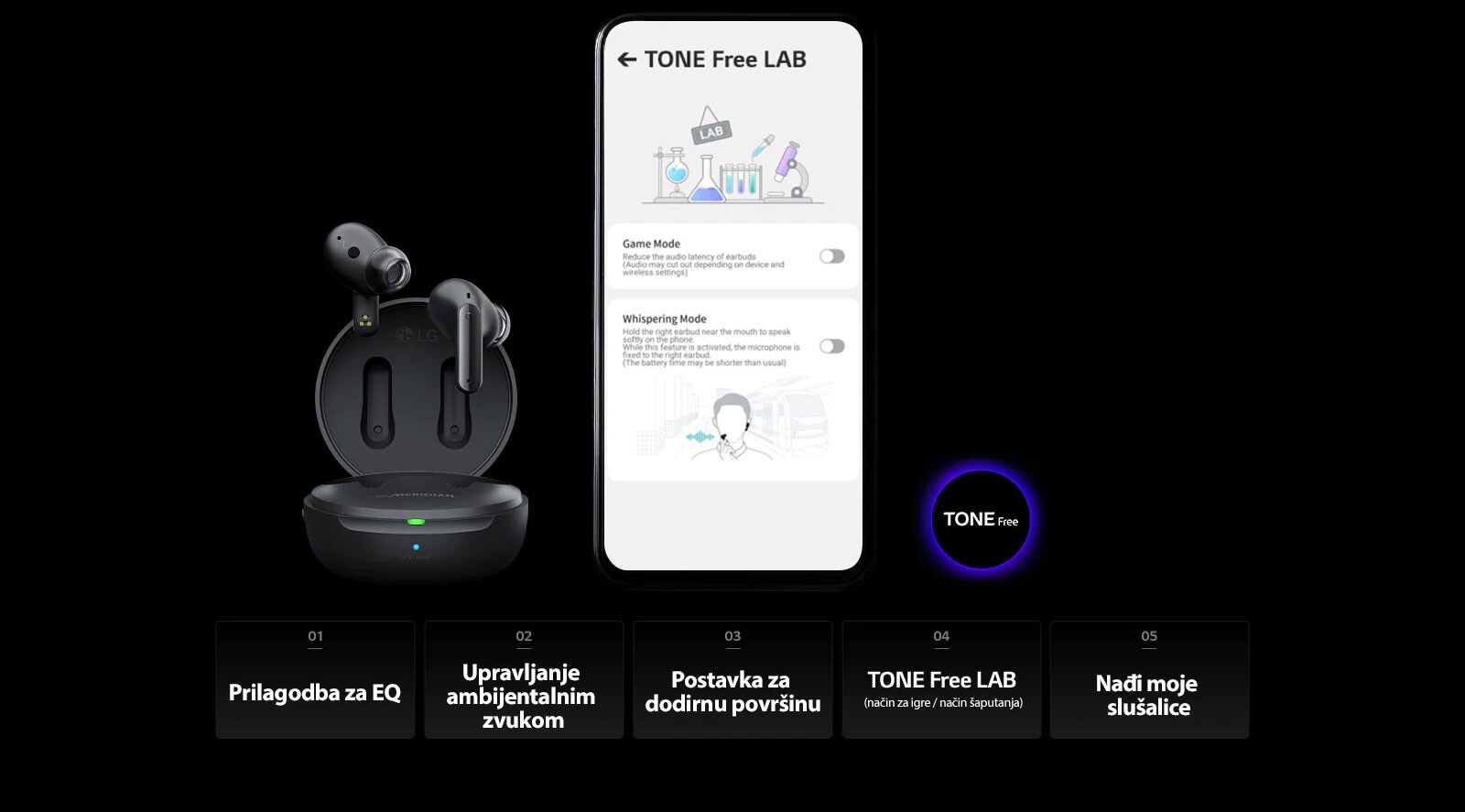 Upotrijebite aplikaciju da biste upotpunili svoje iskustvo sa slušalicama TONE Free