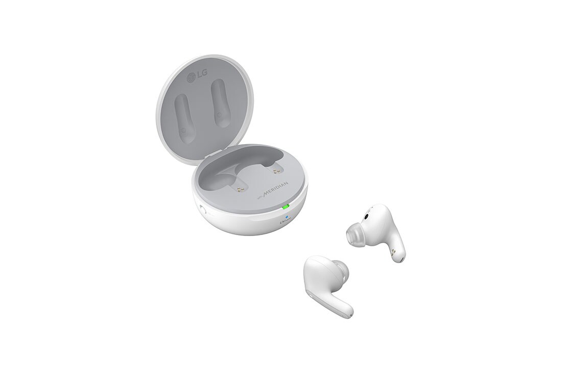 LG TONE Free FP9, Kutijica je otvorena pod kutom od 15 stupnjeva, a ispred nje nalaze se obje strane slušalica., TONE-FP9W, thumbnail 12