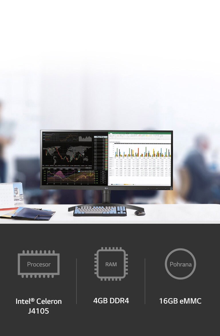 Snažnija performansa uz procesor (Intel® Celeron J4105), RAM (4GB DDR4) i pohranu (16GB eMMC).