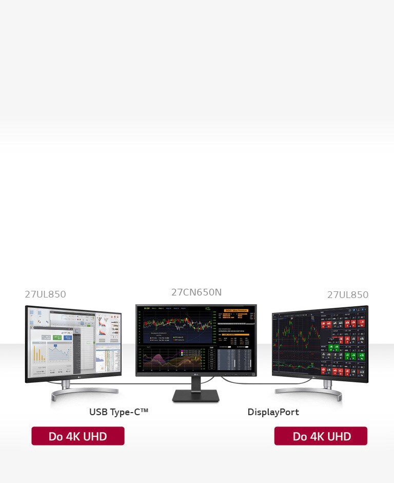 Podešenje s trostrukim zaslonom s dva 27UL850 monitora.