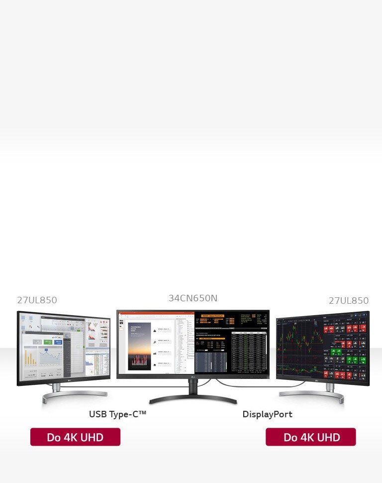 Podešenje s trostrukim zaslonom s dva 27UL850 monitora.
