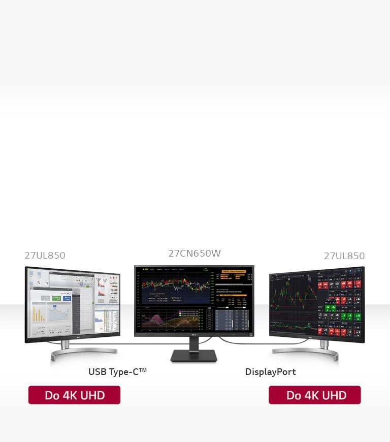 Podešenje s trostrukim zaslonom s dva 27UL850 monitora.