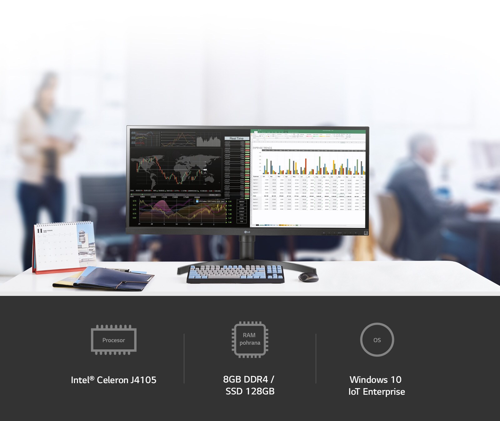 Snažne performanse uz procesor (Intel® Celeron J4105), RAM pohranu ( 8GB DDR4 / SSD 128GB) i OS (Windows10 IoT Enterprise)