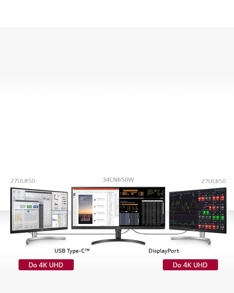 Podešenje s trostrukim zaslonom s dva 27UL850 monitora.
