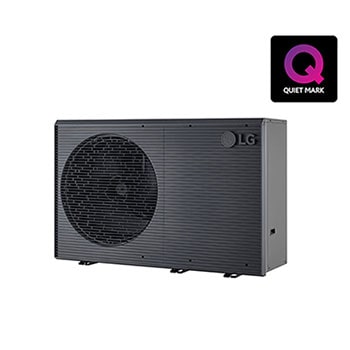 LG THERMA V  dizalica topline zrak-voda, vanjska jedinica u crnoj boji dizajnirana sa tamno sivom valovitom rešetkom1