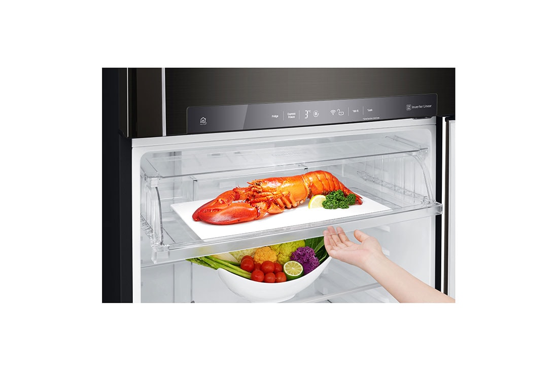 LG Hladnjak sa zamrzivačem u gornjem dijelu, DoorCooling⁺™ i ThinQ™ tehnologija, kapacitet 509L, GTF744BLPZD, thumbnail 6