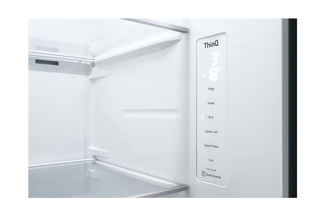 LG InstaView™ Side-by-Side hladnjak, DoorCooling⁺™ i ThinQ™ tehnologija, kapacitet 655L, Jégkocka tálca, es nézet, GSVV80PYLL, thumbnail 8