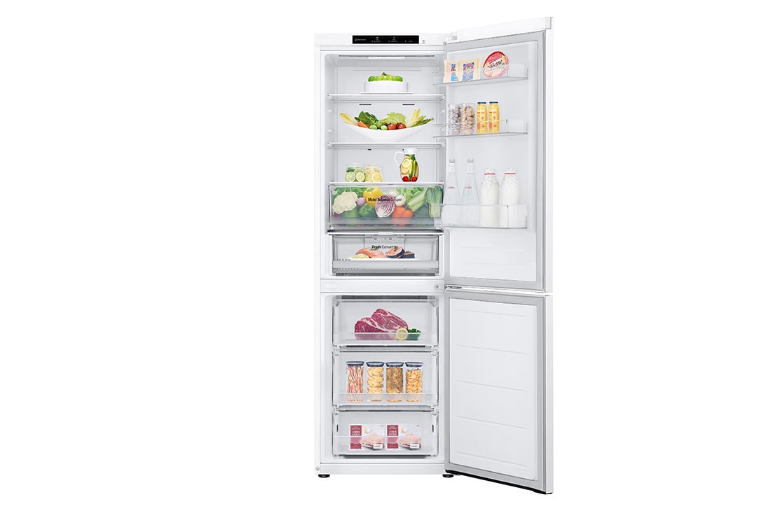 LG Hladnjak sa zamrzivačem u donjem dijelu, DoorCooling+™ tehnologija, kapacitet 344L, Otvorena prednja vrata s pogledom na hranu, GBV3100DSW, thumbnail 3