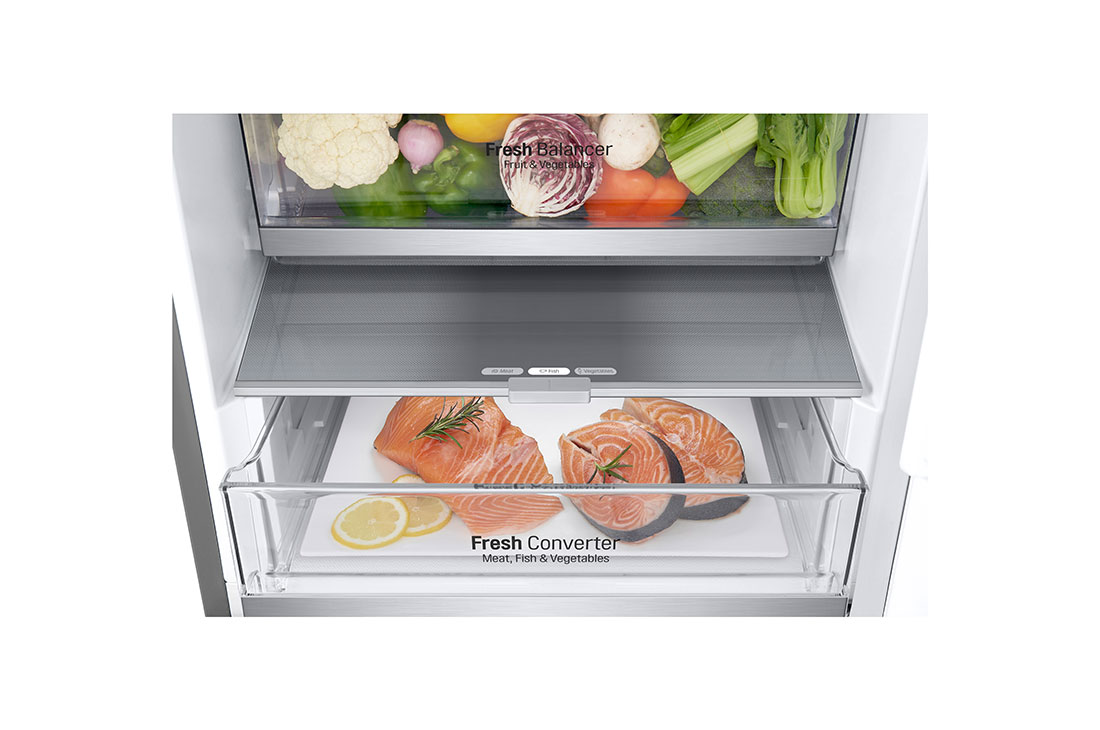 LG Hladnjak sa zamrzivačem u donjem dijelu, DoorCooling+™ tehnologija, kapacitet 387L, Ladica s hranom, GBV7280CMB, thumbnail 6