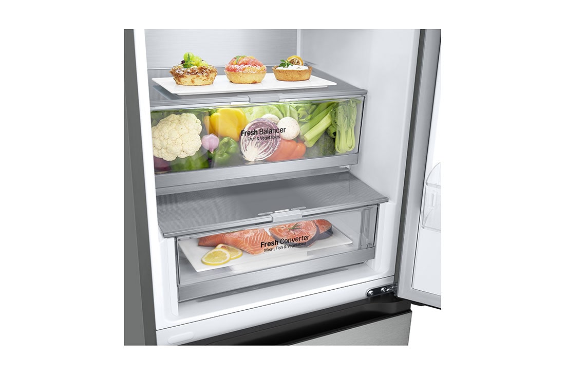 LG Hladnjak sa zamrzivačem u donjem dijelu, DoorCooling+™ tehnologija, kapacitet 387L, Ladica s hranom, GBV7280CMB, thumbnail 10