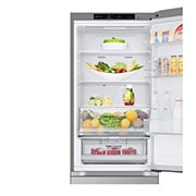 LG Hladnjak sa zamrzivačem u donjem dijelu, DoorCooling+™ tehnologija, kapacitet 344L, Prednja gornja vrata otvorena s pogledom na hranu, GBV3100CPY, thumbnail 10