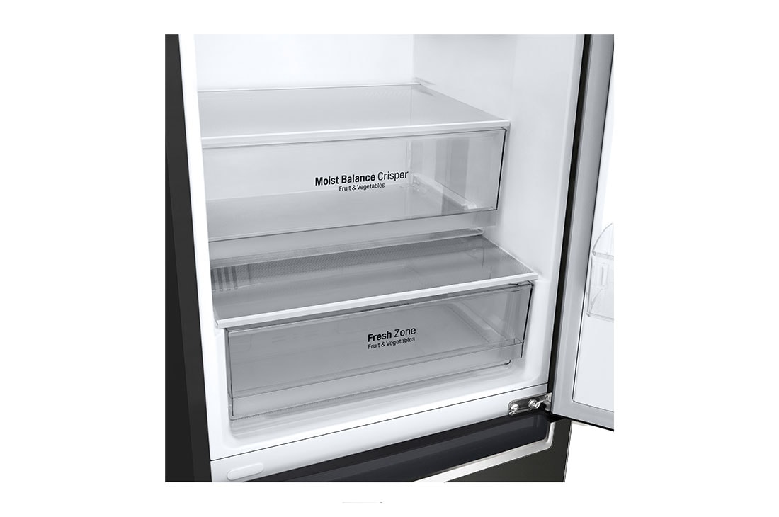 LG Hladnjak sa zamrzivačem u donjem dijelu, DoorCooling+™ i ThinQ™ tehnologija, kapacitet 341L, Ladica bez hrane, GBF61BLHMN, thumbnail 6