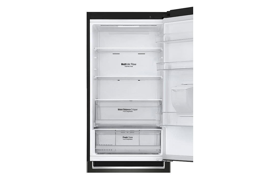 LG Hladnjak sa zamrzivačem u donjem dijelu, DoorCooling+™ i ThinQ™ tehnologija, kapacitet 341L, Otvorena prednja vrata bez pogleda na hranu, GBF61BLHMN, thumbnail 9