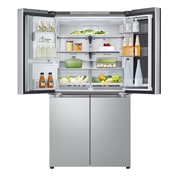 LG InstaView™ hladnjak s četiri vrata, DoorCooling+™, Craft Ice™ i ThinQ™ tehnologija, kapacitet 638L, Prednja gornja vrata otvorena s pogledom na hranu, GMG960MBEE, thumbnail 4