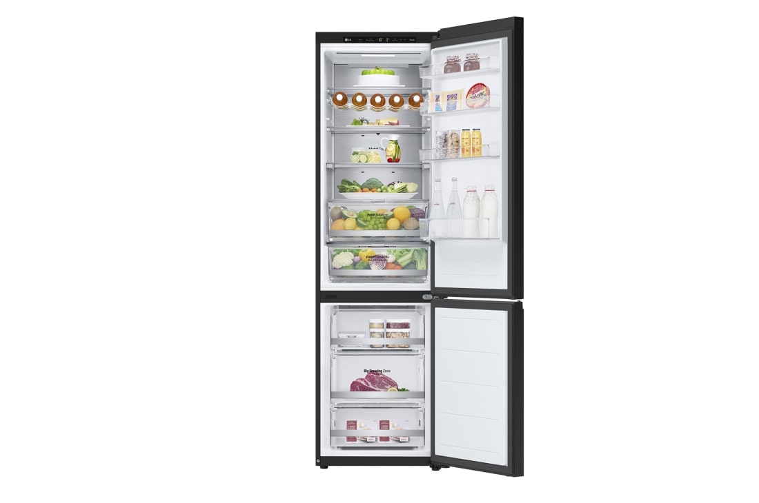 LG Hladnjak sa zamrzivačem u donjem dijelu, DoorCooling+™ i ThinQ™ tehnologija, kapacitet 387L, Otvorena prednja vrata s pogledom na hranu, GBB72TW9DQ, thumbnail 2