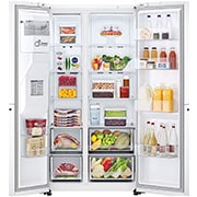 LG Side-by-Side hladnjak, DoorCooling+™ tehnologija, kapacitet 635L, Otvorena prednja vrata s pogledom na hranu, GSLV71SWTE, thumbnail 2