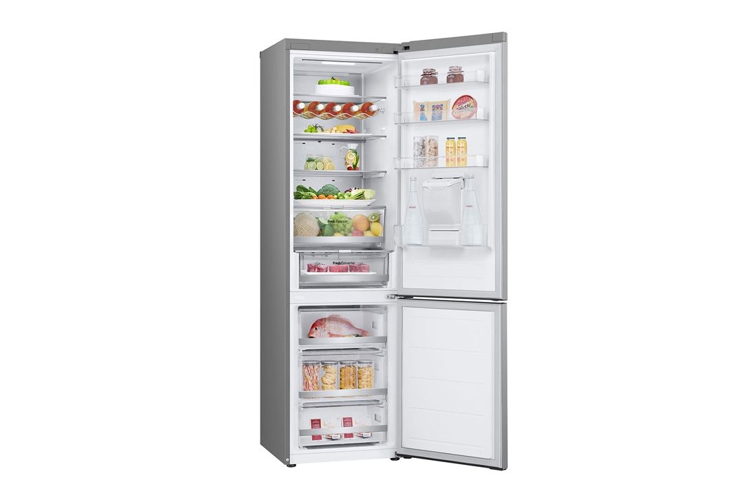 LG Hladnjak sa zamrzivačem u donjem dijelu, DoorCooling⁺™ i ThinQ™ tehnologija, kapacitet 386L, Otvorena lijeva vrata s pogledom na hranu, GBF7272DPY, thumbnail 13