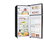 LG Hladnjak sa zamrzivačem u gornjem dijelu, DoorCooling+™ i ThinQ™ tehnologija, kapacitet 509L, Otvorena lijeva vrata s pogledom na hranu, GTF744BLPED, thumbnail 13