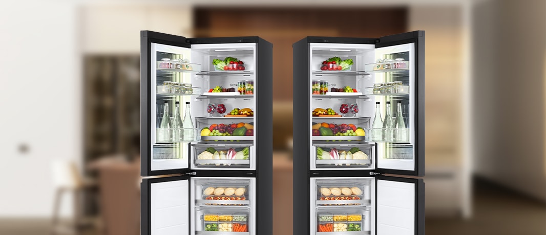 Slika dva hladnjaka s različitim smjerom otvaranja vrata.