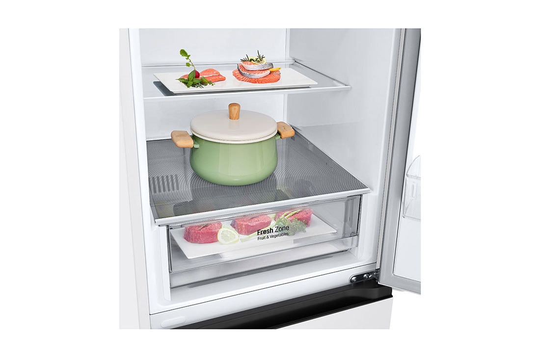 LG Hladnjak sa zamrzivačem u donjem dijelu, DoorCooling+™ tehnologija, kapacitet 344L, Ladica s hranom, GBV21L0ESW, thumbnail 11