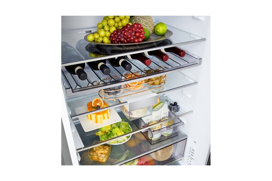 LG Hladnjak sa zamrzivačem u donjem dijelu, DoorCooling+™ i ThinQ™ tehnologija, kapacitet 465L, Prikaz detalja ladice, GBBW726CMB, thumbnail 10