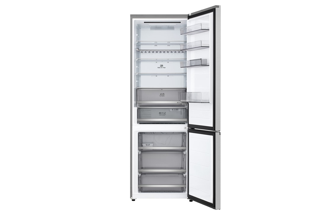 LG Hladnjak sa zamrzivačem u donjem dijelu, DoorCooling+™ i ThinQ™ tehnologija, kapacitet 465L, Otvorena prednja vrata s pogledom na hranu, GBBW322CPY, thumbnail 2