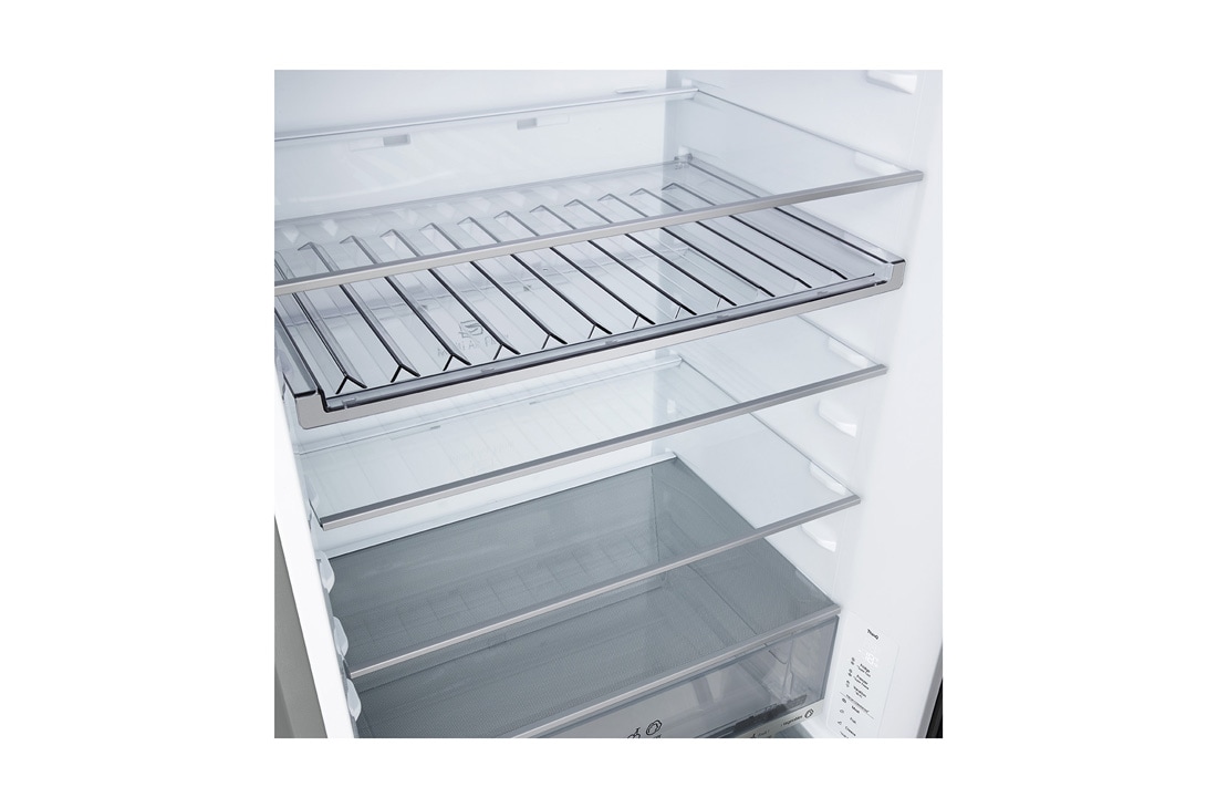 LG Hladnjak sa zamrzivačem u donjem dijelu, DoorCooling+™ i ThinQ™ tehnologija, kapacitet 465L, Otvorena lijeva vrata s pogledom na hranu, GBBW322CPY, thumbnail 11