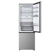 LG Hladnjak sa zamrzivačem u donjem dijelu, DoorCooling+™ i ThinQ™ tehnologija, kapacitet 465L, Prednja gornja vrata otvorena s pogledom na hranu, GBBW322CPY, thumbnail 4