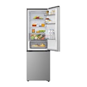 LG Hladnjak sa zamrzivačem u donjem dijelu, DoorCooling+™ i ThinQ™ tehnologija, kapacitet 375L, Prednja gornja vrata otvorena s pogledom na hranu, GBBSJ1CCPY, thumbnail 5