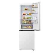 LG Hladnjak sa zamrzivačem u donjem dijelu, DoorCooling+™ i ThinQ™ tehnologija, kapacitet 333L, Prednja gornja vrata otvorena s pogledom na hranu, GBBSJ10ESW, thumbnail 5