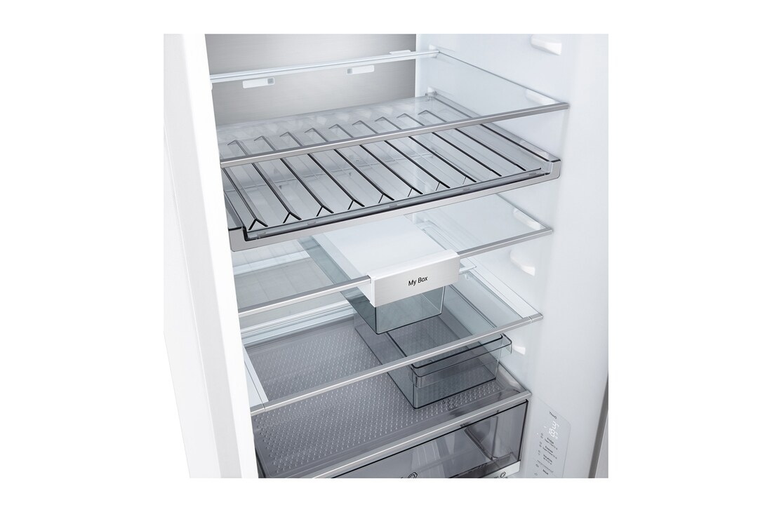 LG Hladnjak sa zamrzivačem u donjem dijelu, DoorCooling+™ i ThinQ™ tehnologija, kapacitet 375L, Prikaz detalja ladice, GBBS726CSW, thumbnail 10