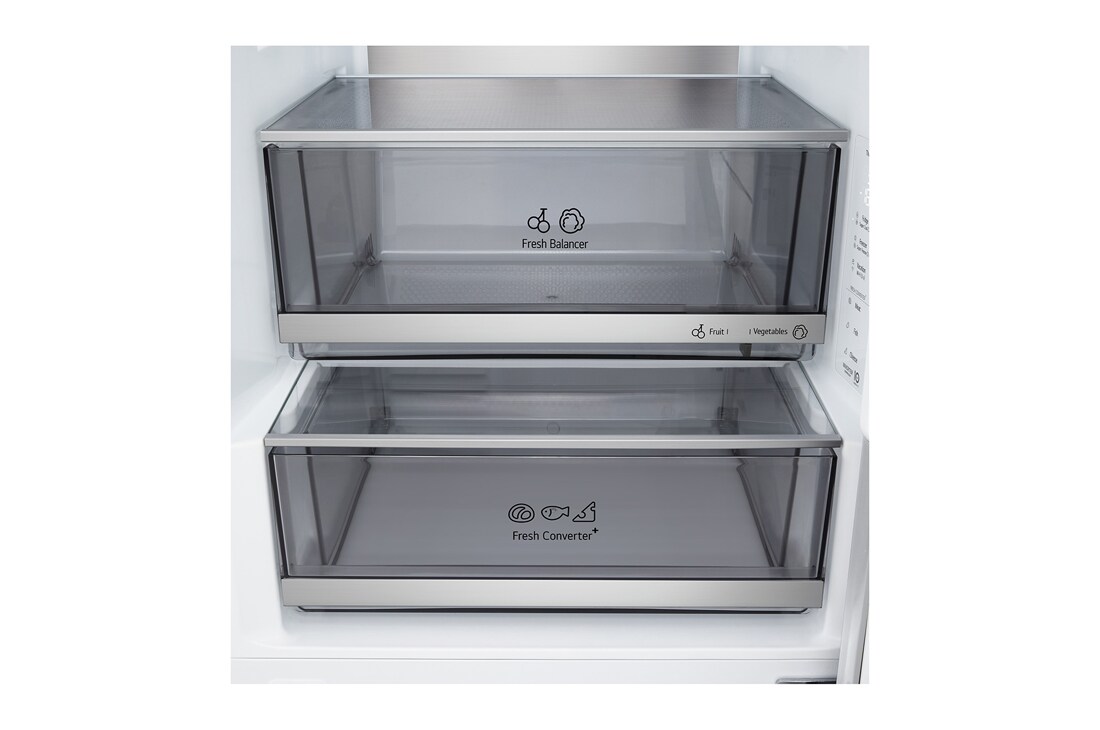 LG Hladnjak sa zamrzivačem u donjem dijelu, DoorCooling+™ i ThinQ™ tehnologija, kapacitet 375L, Prikaz detalja ladice, GBBS726CSW, thumbnail 11