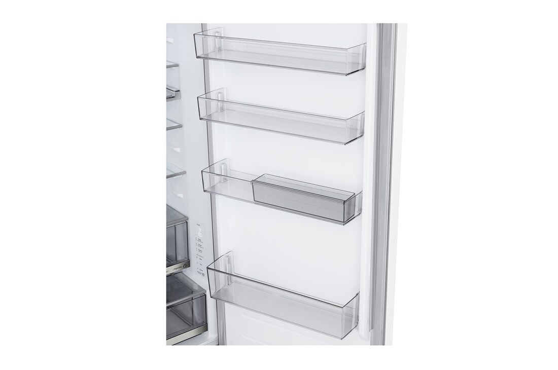 LG Hladnjak sa zamrzivačem u donjem dijelu, DoorCooling+™ i ThinQ™ tehnologija, kapacitet 375L, Pogled s detaljima ručke, GBBS726CSW, thumbnail 12
