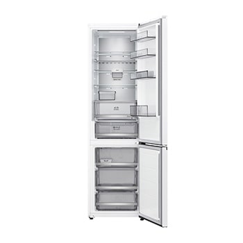 LG Hladnjak sa zamrzivačem u donjem dijelu, DoorCooling+™ i ThinQ™ tehnologija, kapacitet 375L, Otvorena prednja vrata s pogledom na hranu, GBBS726CSW, thumbnail 2