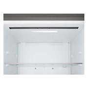 LG Hladnjak sa zamrzivačem u donjem dijelu, DoorCooling+™ i ThinQ™ tehnologija, kapacitet 375L, Prednja gornja vrata otvorena s pogledom na hranu, GBBSJ10EPY, thumbnail 5