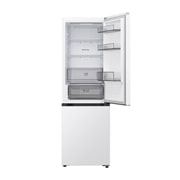 LG Hladnjak sa zamrzivačem u donjem dijelu, DoorCooling+™ i ThinQ™ tehnologija, kapacitet 333L, Prednja gornja vrata otvorena s pogledom na hranu, GBBSJ1CCSW, thumbnail 4