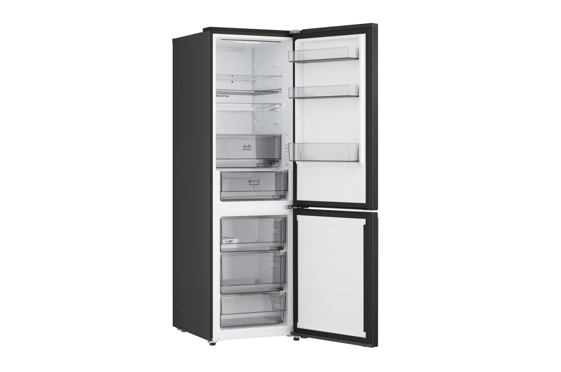 LG Hladnjak sa zamrzivačem u donjem dijelu, DoorCooling+™ i ThinQ™ tehnologija, kapacitet 333L, Prednja gornja vrata otvorena bez pogledom na hranu, GBBS312AEV, thumbnail 8